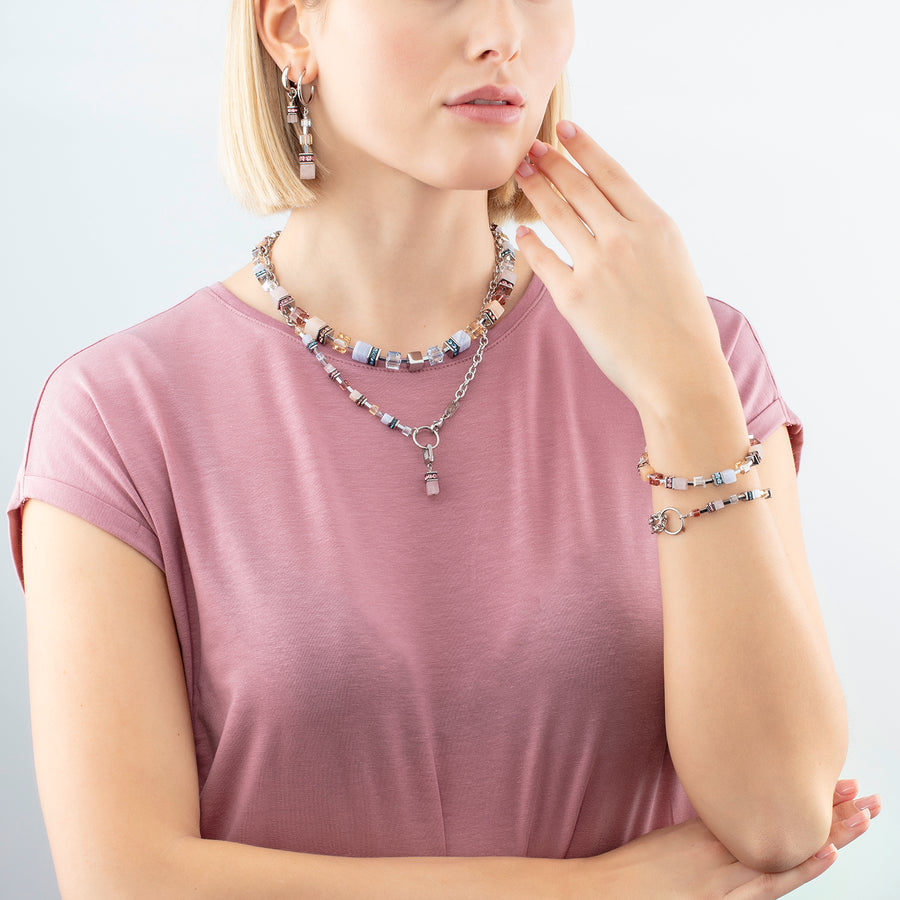 GeoCUBE® Precious Statement necklace silver-pastel