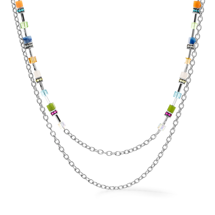 GeoCUBE® Iconic Boho necklace silver-multicolour