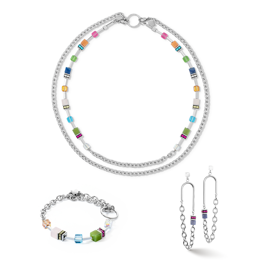 GeoCUBE® Iconic Boho earrings silver-multicolour