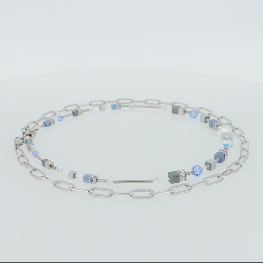 GeoCUBE® Fusion Chain necklace silver blue