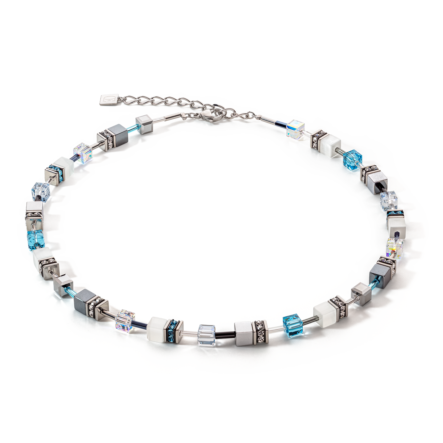 GeoCUBE® Iconic Monochrome necklace aqua