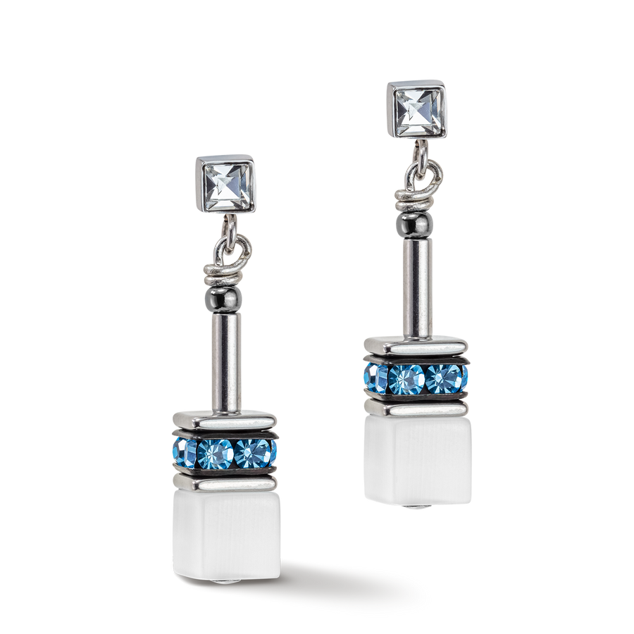 GeoCUBE® Iconic Monochrome earrings aqua