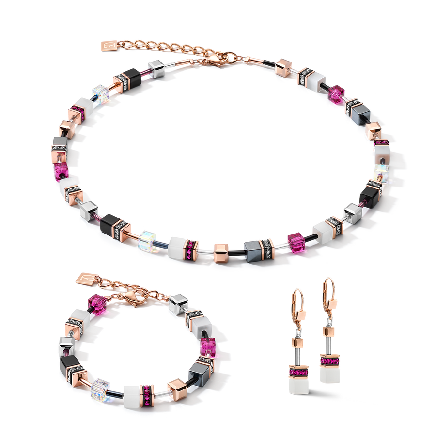 GeoCUBE® Bracelet rose gold, white &  pink