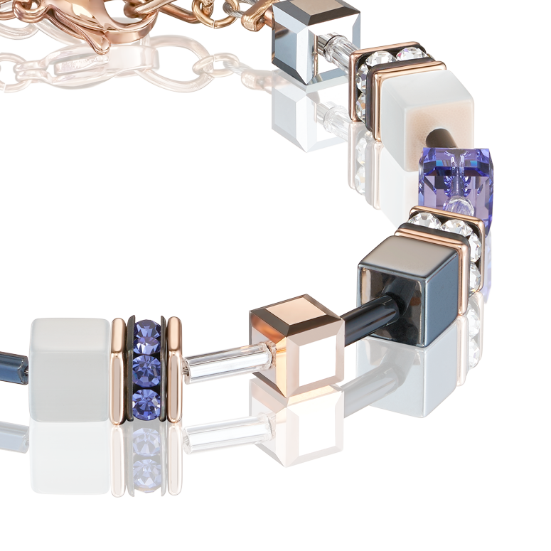 GeoCUBE® Bracelet rose gold, white & purple
