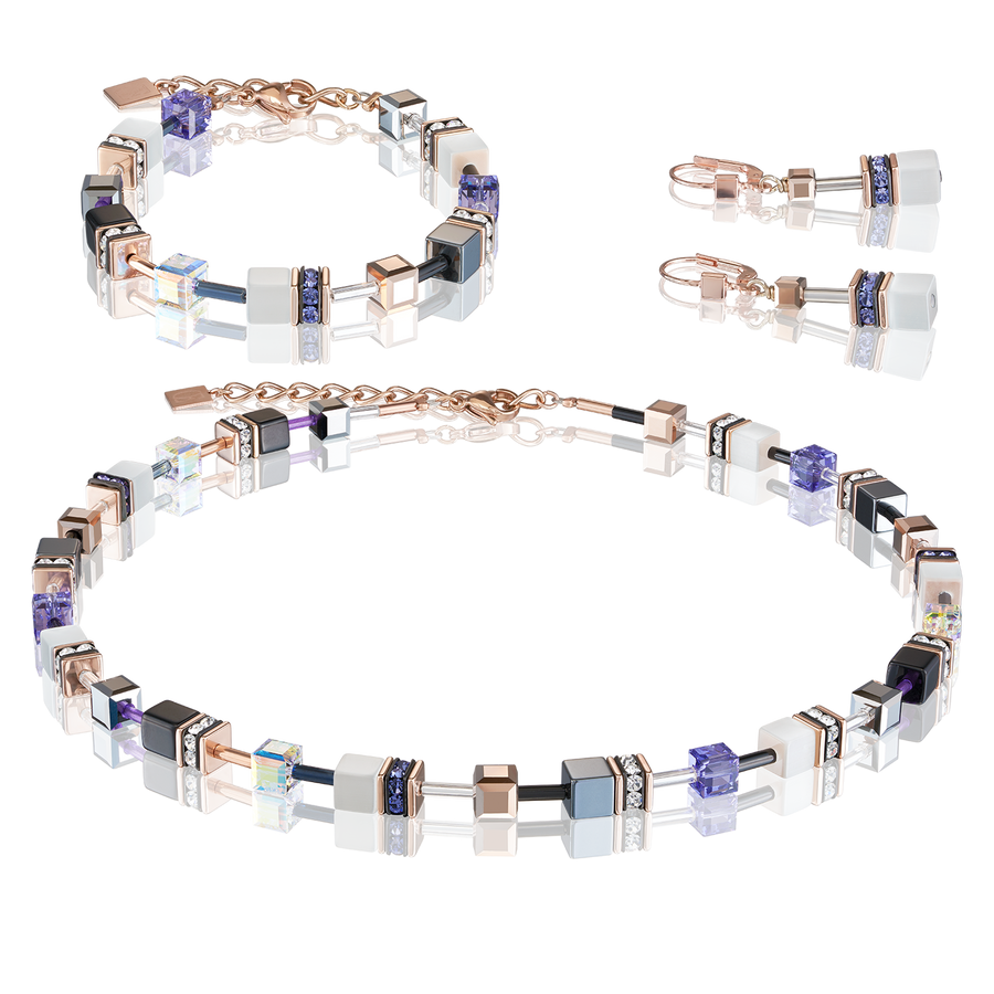 GeoCUBE® Bracelet rose gold, white & purple