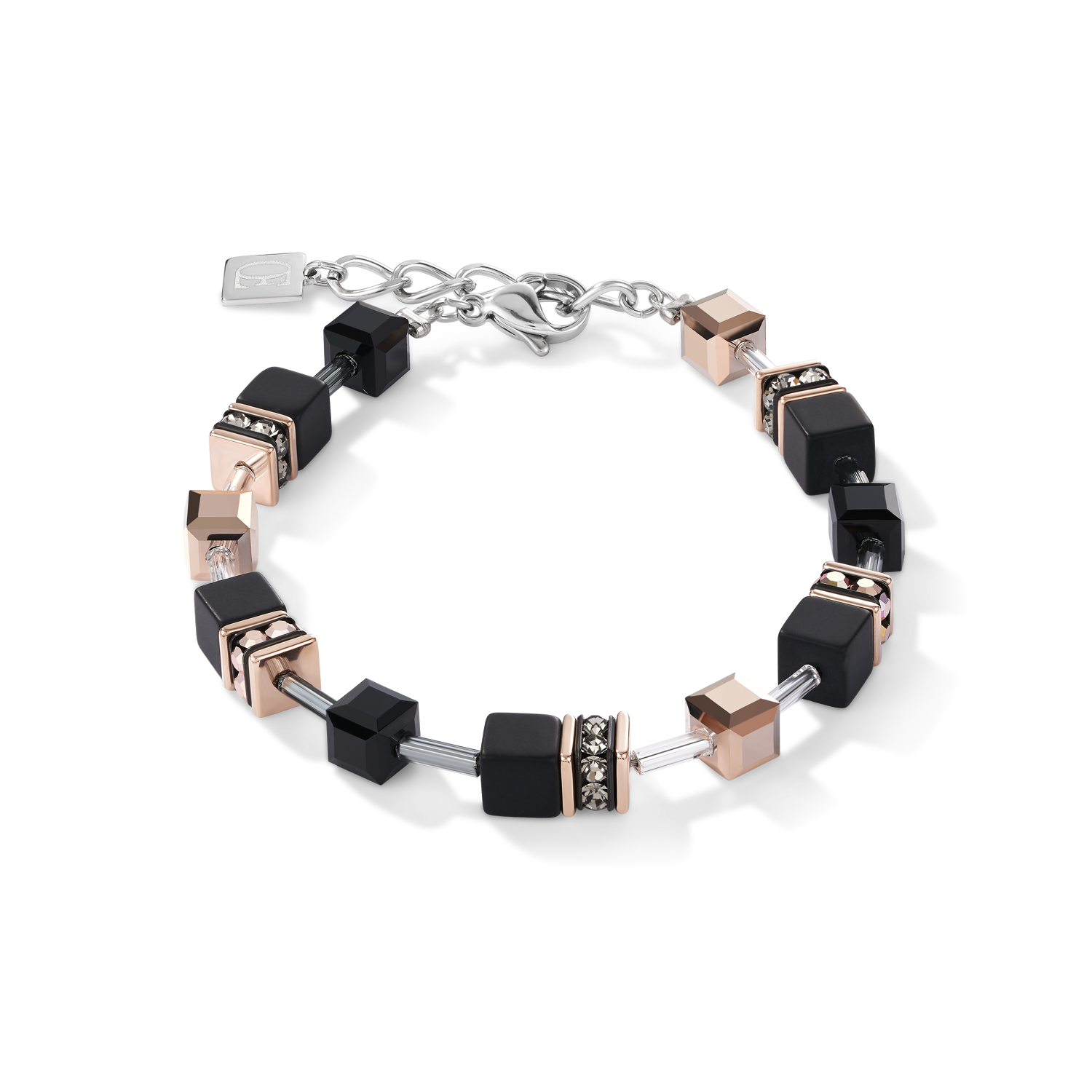 GeoCUBE® Bracelet onyx black-rose gold