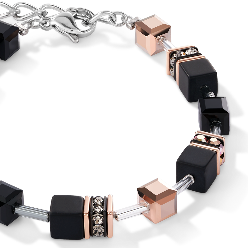 GeoCUBE® Bracelet onyx black-rose gold