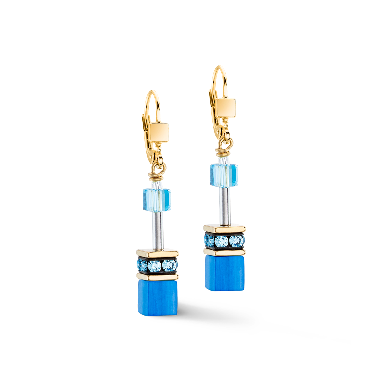 GeoCUBE® Iconic Mono Gold earrings turquoise