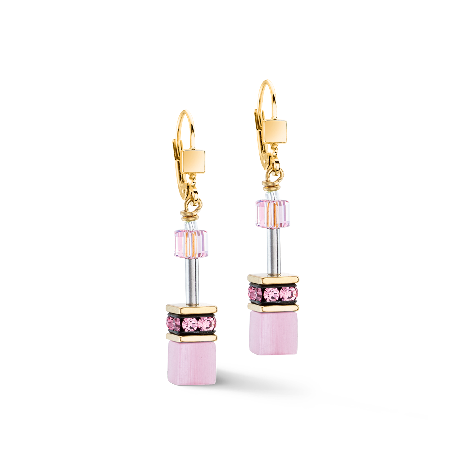 GeoCUBE® Iconic Mono Gold earrings pink