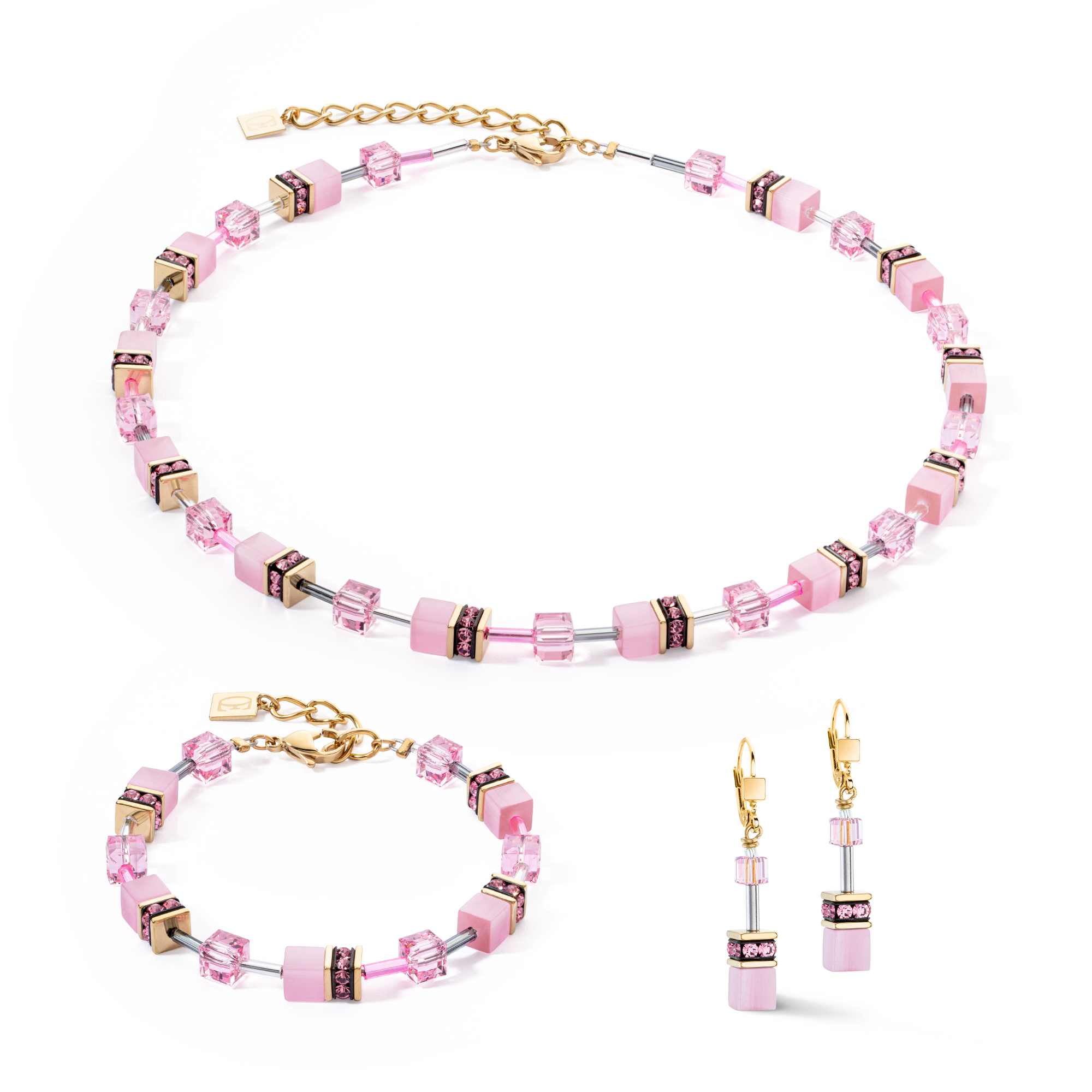 GeoCUBE® Iconic Mono Gold earrings pink
