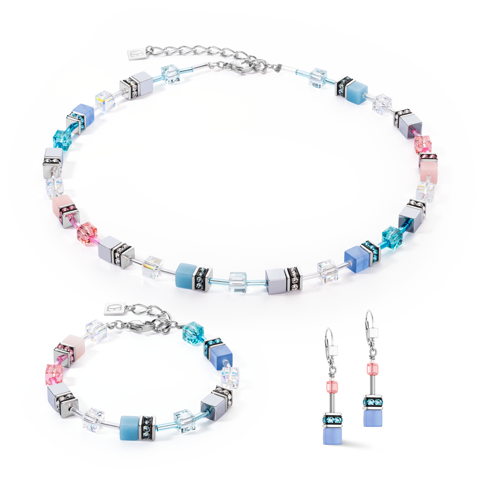 GeoCUBE® Iconic necklace blue-pink