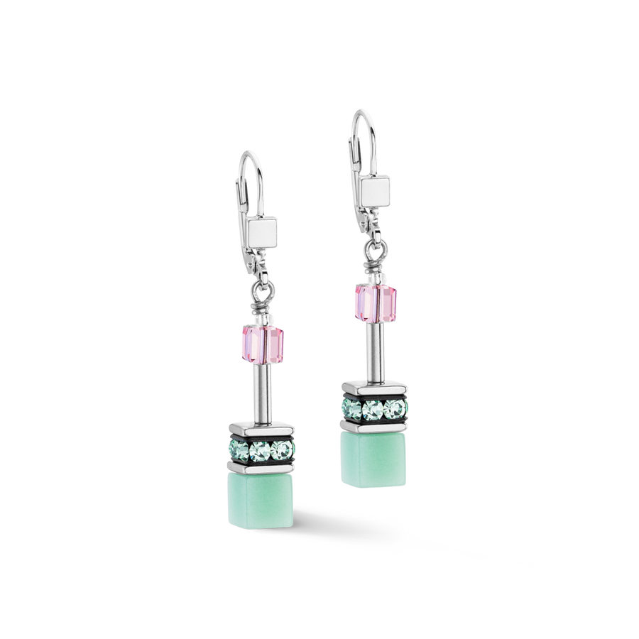 GeoCUBE® Iconic earrings green-pink