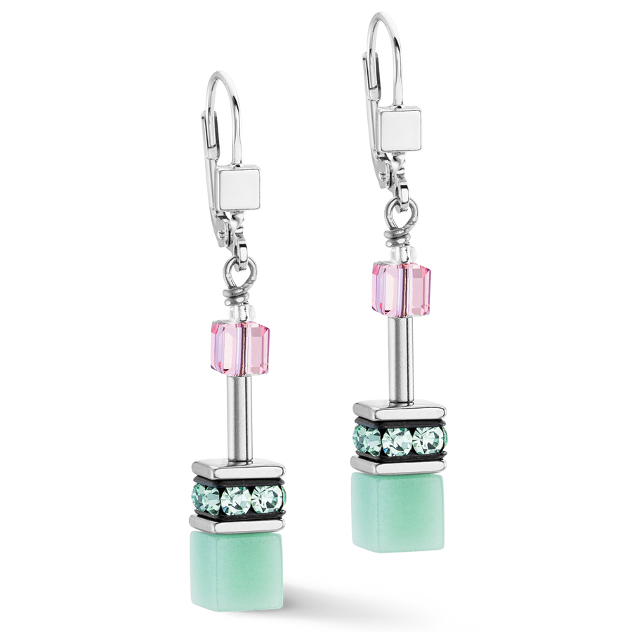 GeoCUBE® Iconic earrings green-pink
