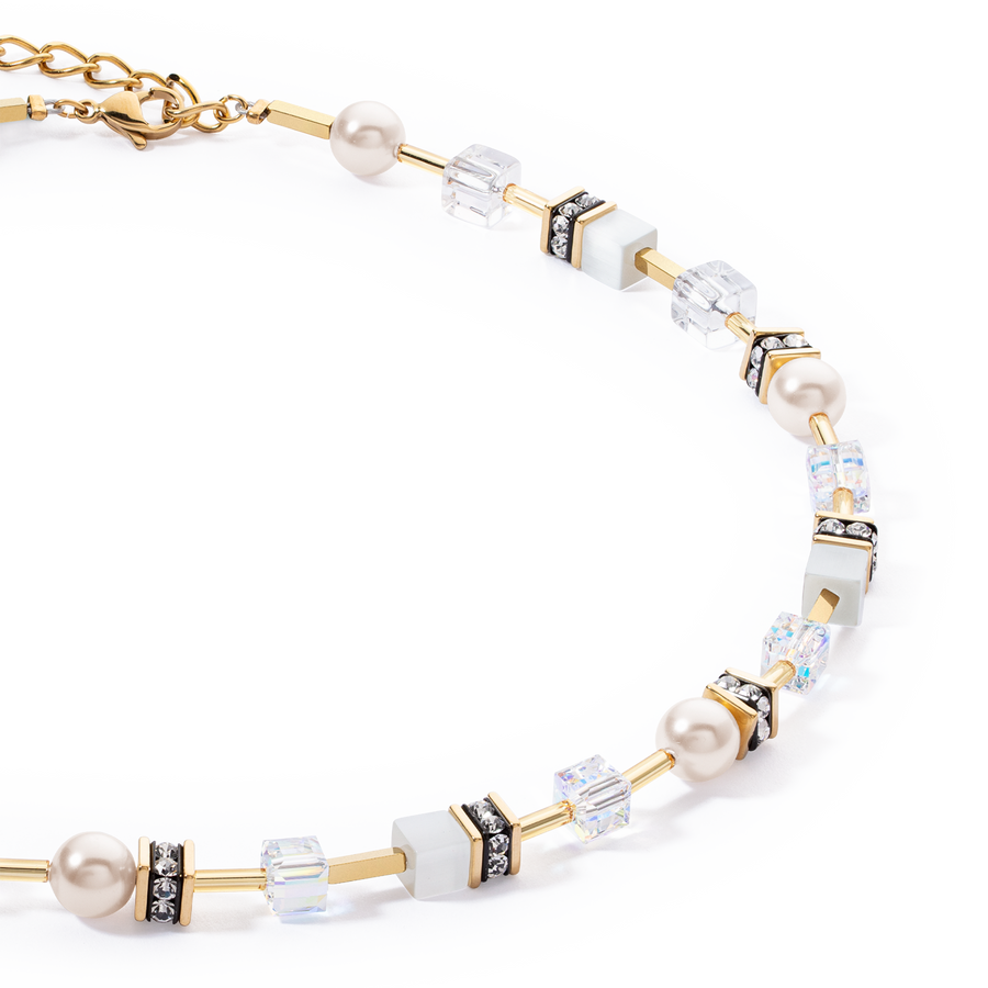 GeoCUBE® Iconic Pearl Mix necklace gold-white