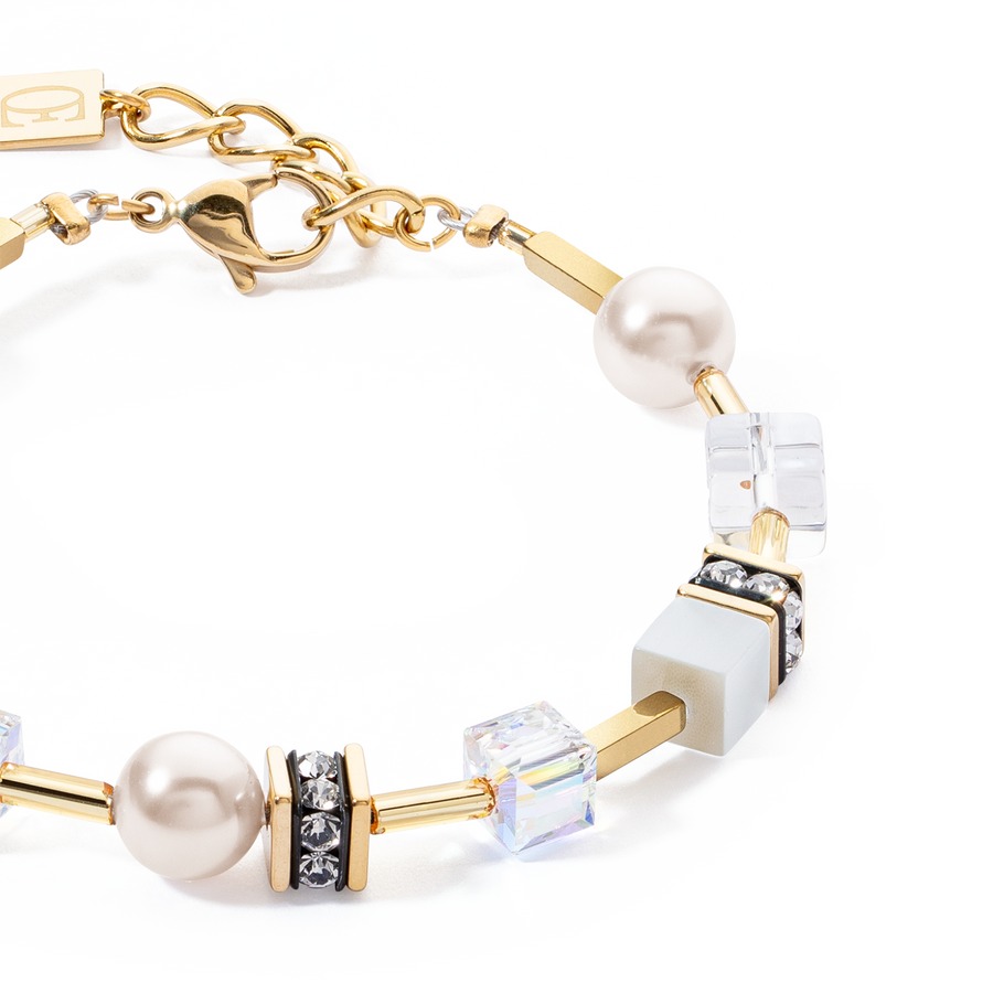 GeoCUBE® Iconic Pearl Mix bracelet gold-white