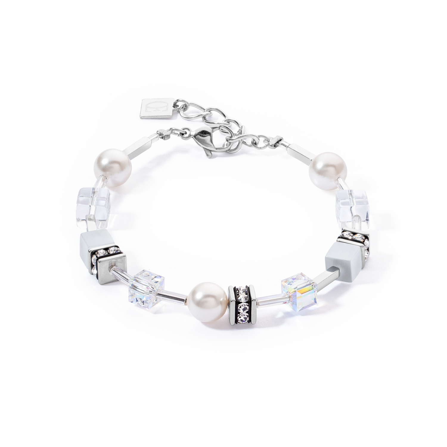 GeoCUBE® Iconic Pearl Mix bracelet silver-white
