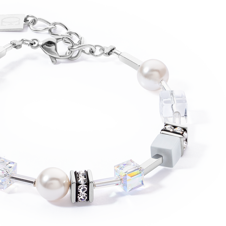 GeoCUBE® Iconic Pearl Mix bracelet silver-white