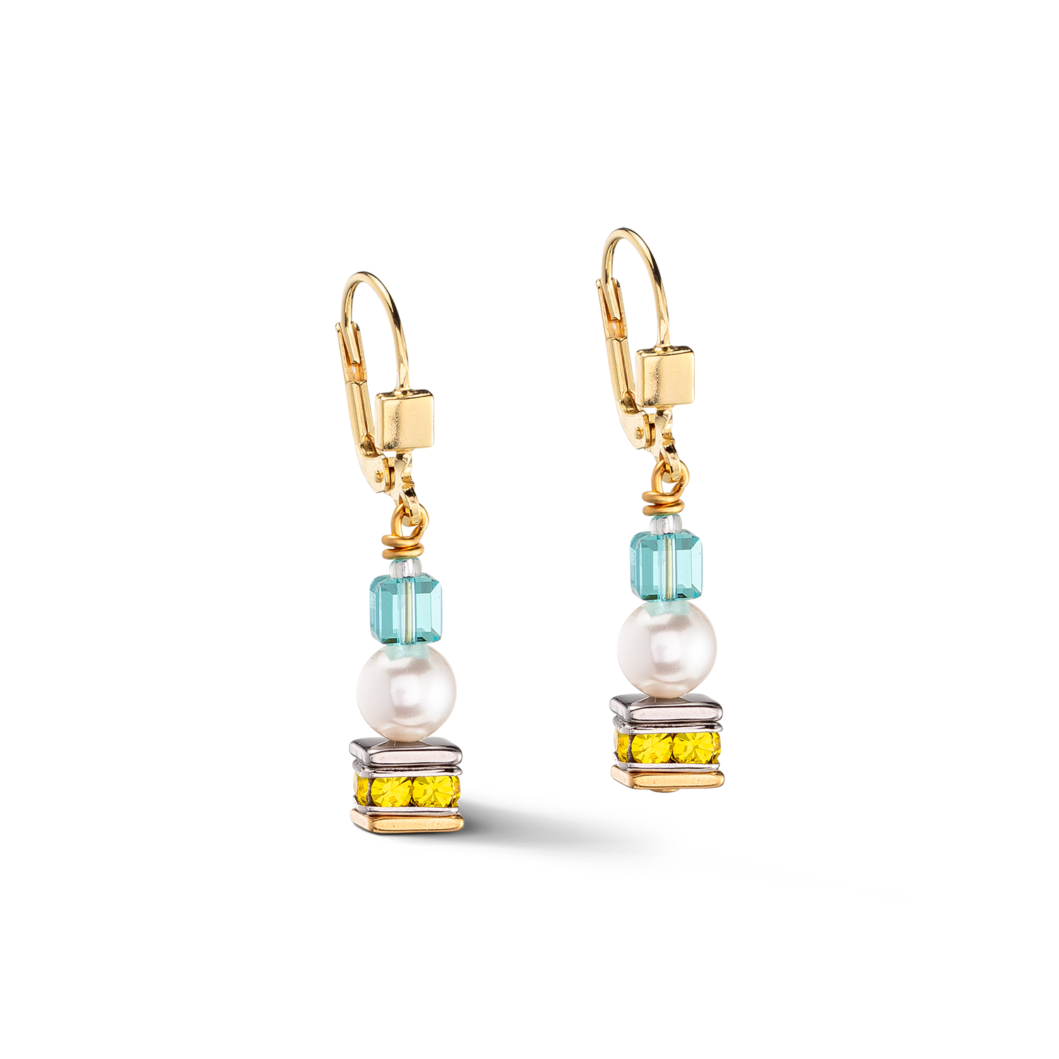 Joyful Cubes & Pearls earrings multicolour