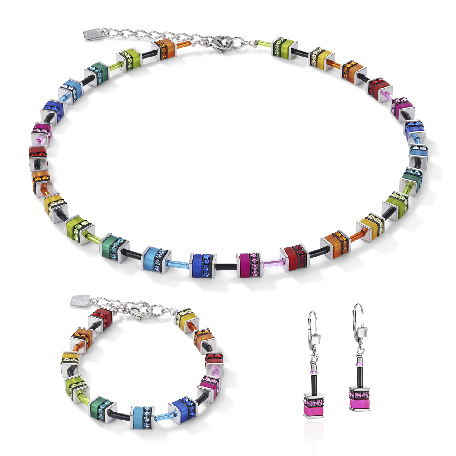 GeoCUBE® Bracelet classic polaris & rhinestone multicolour