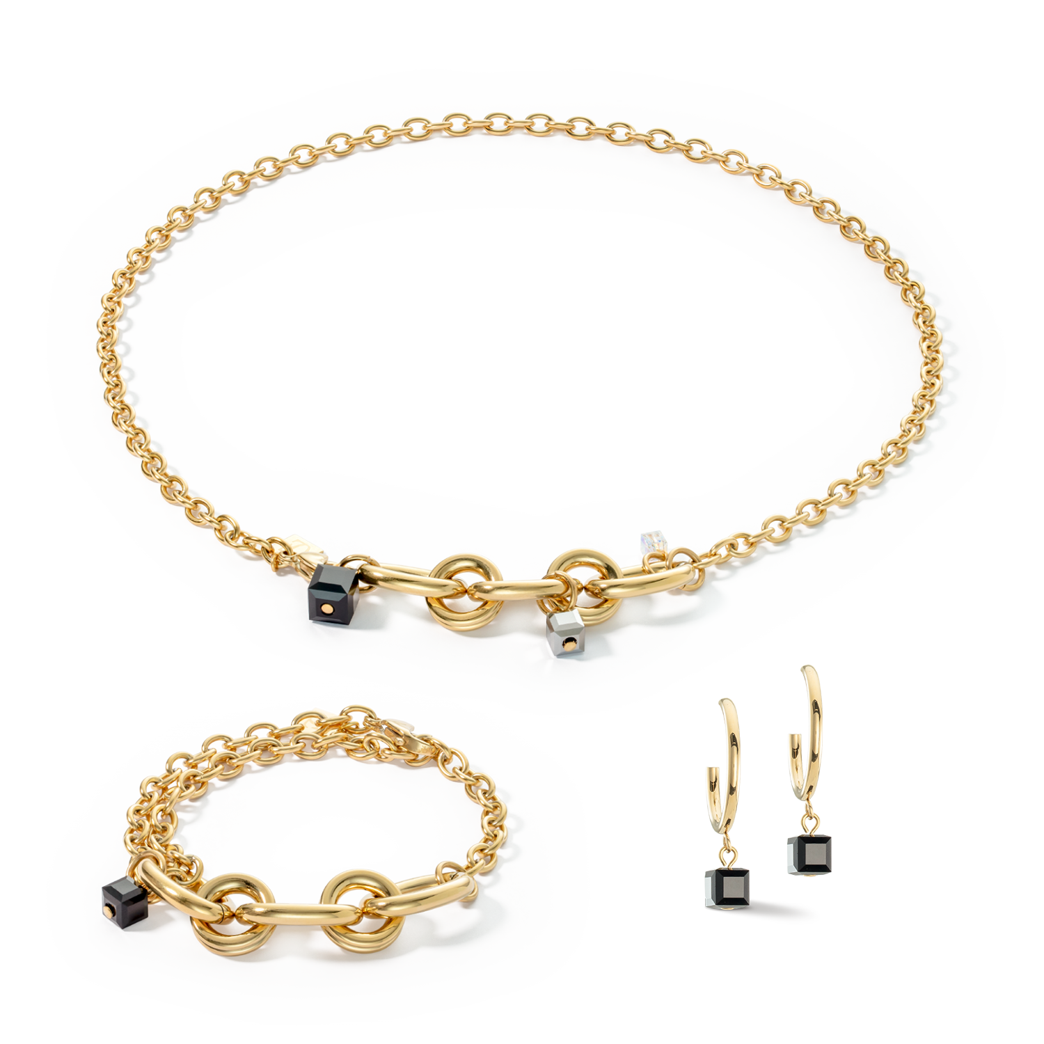 Earrings Creole Chunky Chain gold-black