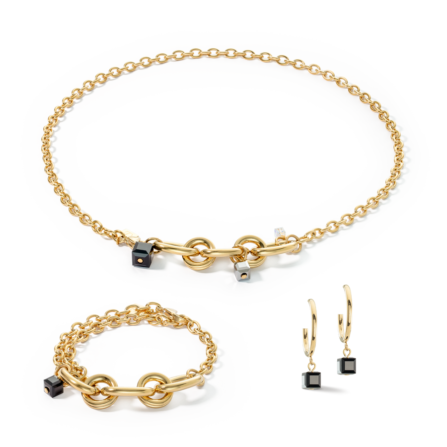 Earrings Creole Chunky Chain gold-black