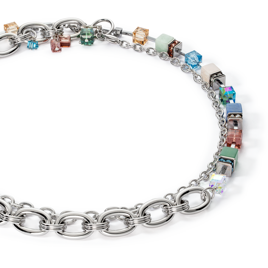 Necklace GeoCUBE® Statement Precious Chunky Chain Multiwear 35 multicolour
