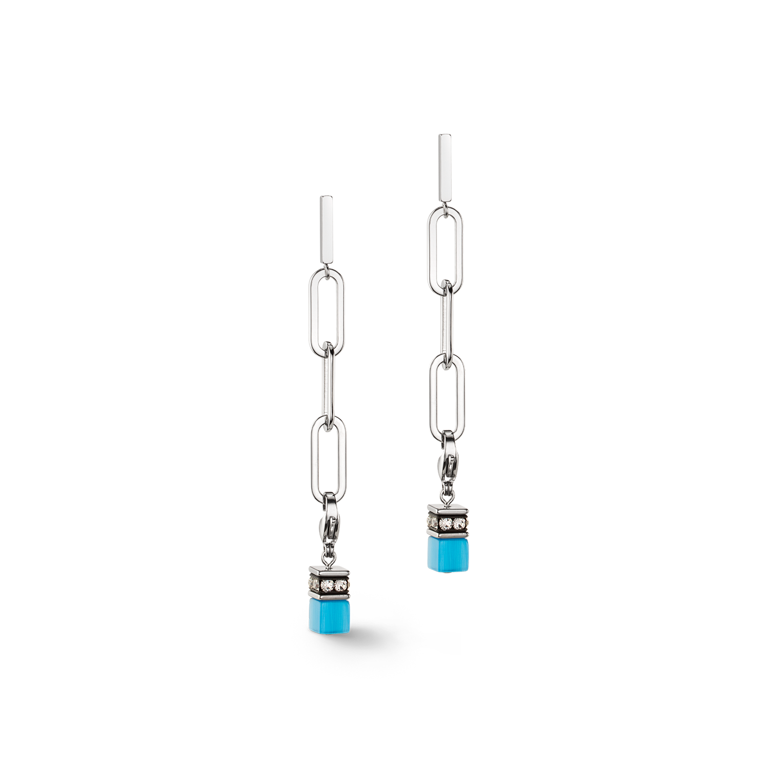 Happy Iconic Cube charm earrings silver pastel