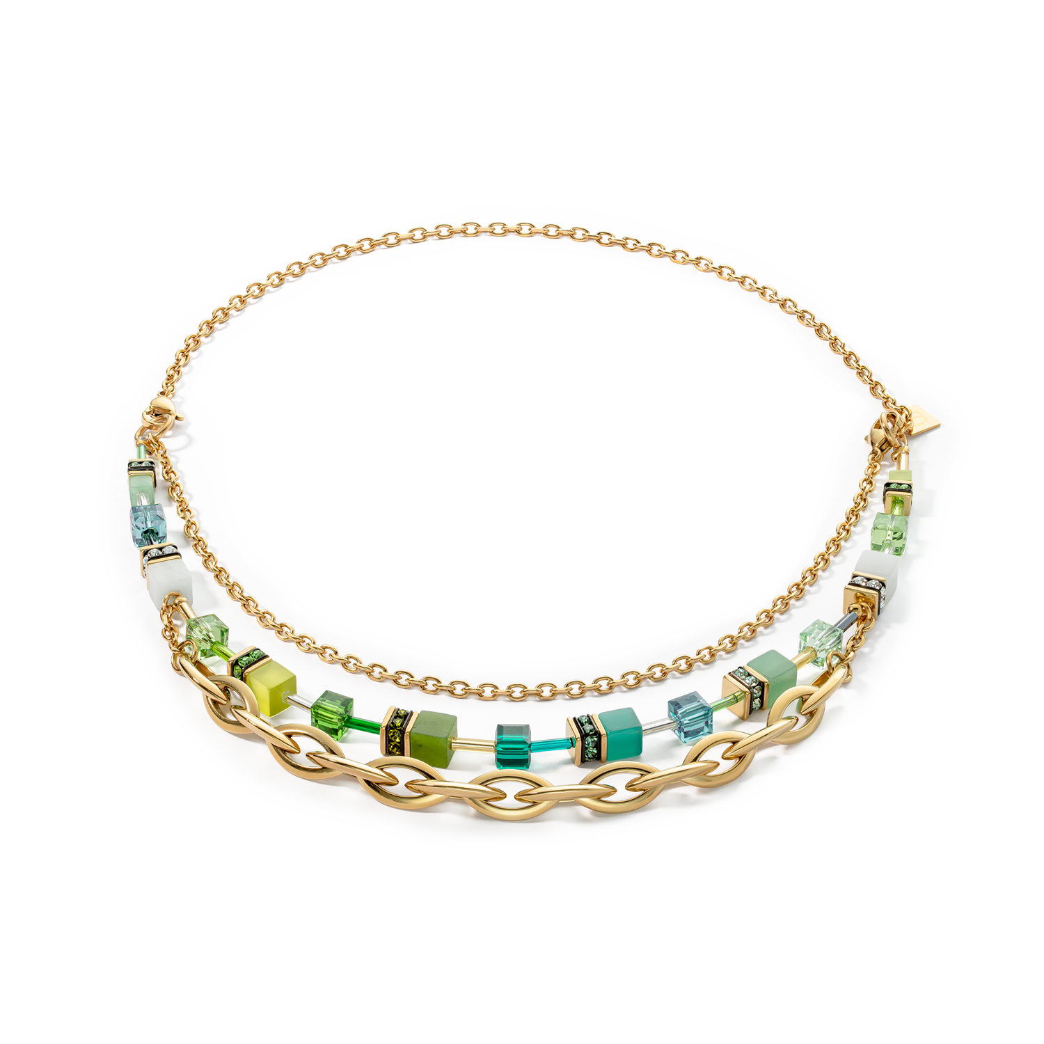 Necklace GeoCUBE® Festive Layer gold-green