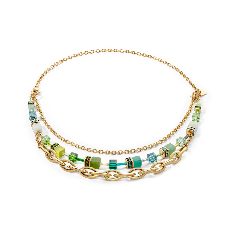 Necklace GeoCUBE® Festive Layer gold-green