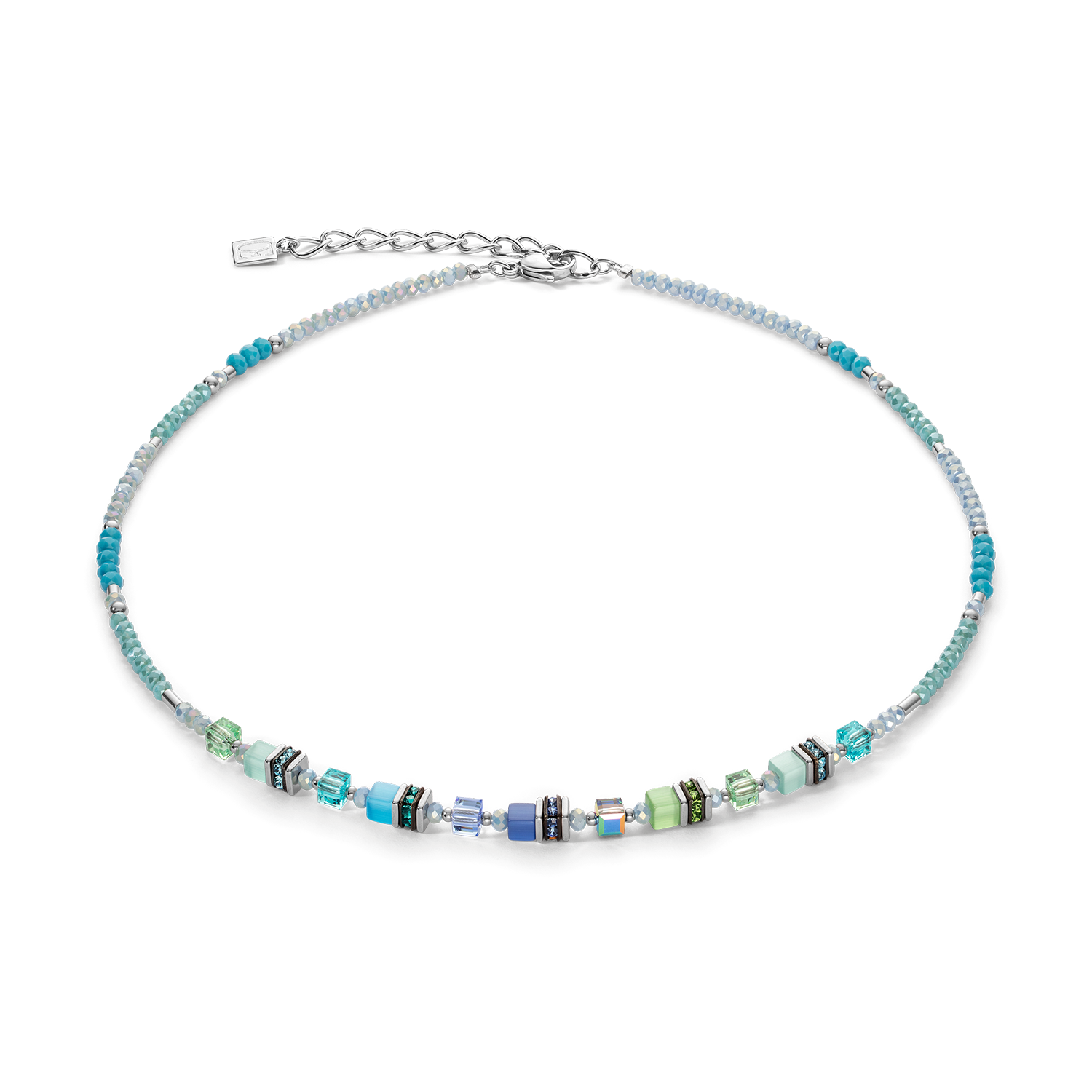 Necklace Cube Story Sparkling blue-green