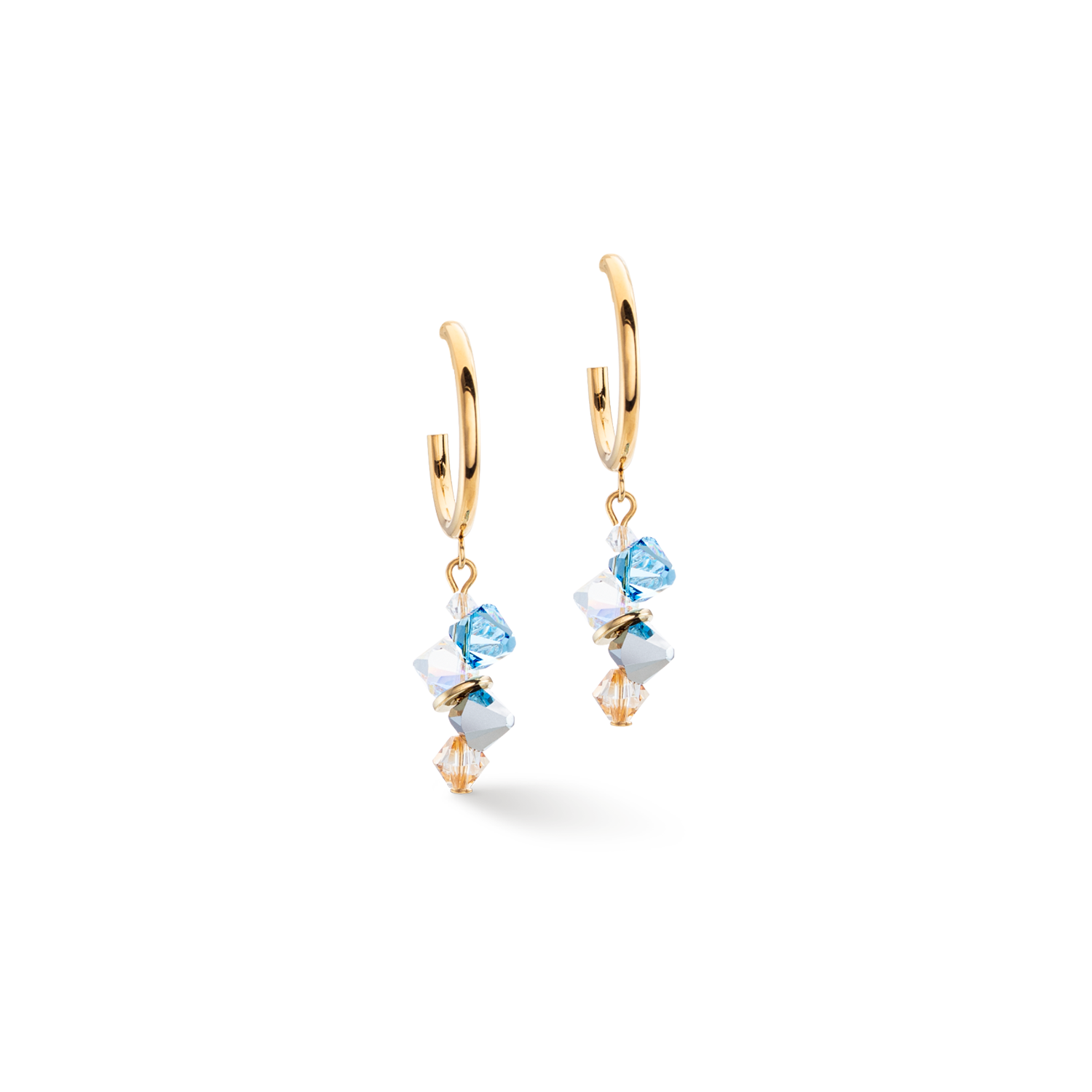 Dancing Crystals earrings gold aqua