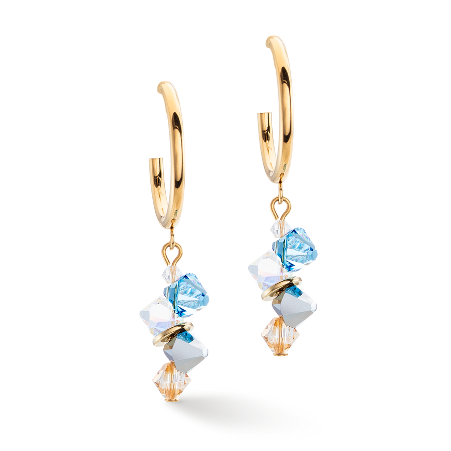Dancing Crystals earrings gold aqua