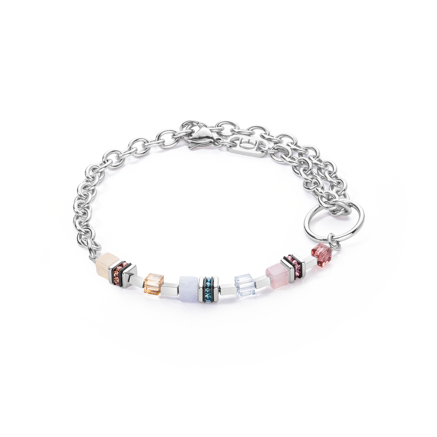 GeoCUBE® Fusion Charm bracelet silver-pastel