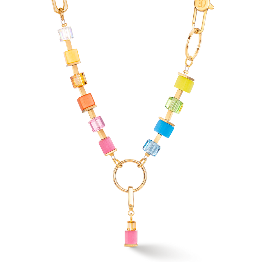 Necklace Cube Fusion Charm gold-rainbow