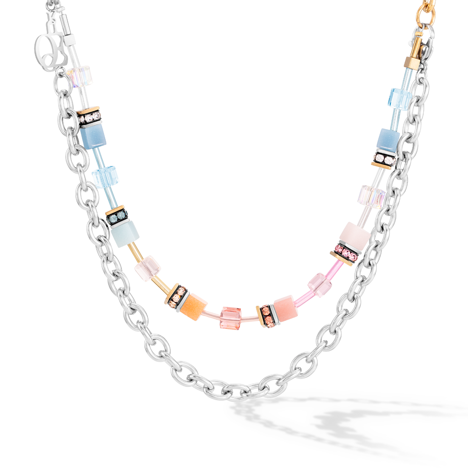 GeoCUBE® Iconic Fusion Chain necklace aqua-apricot
