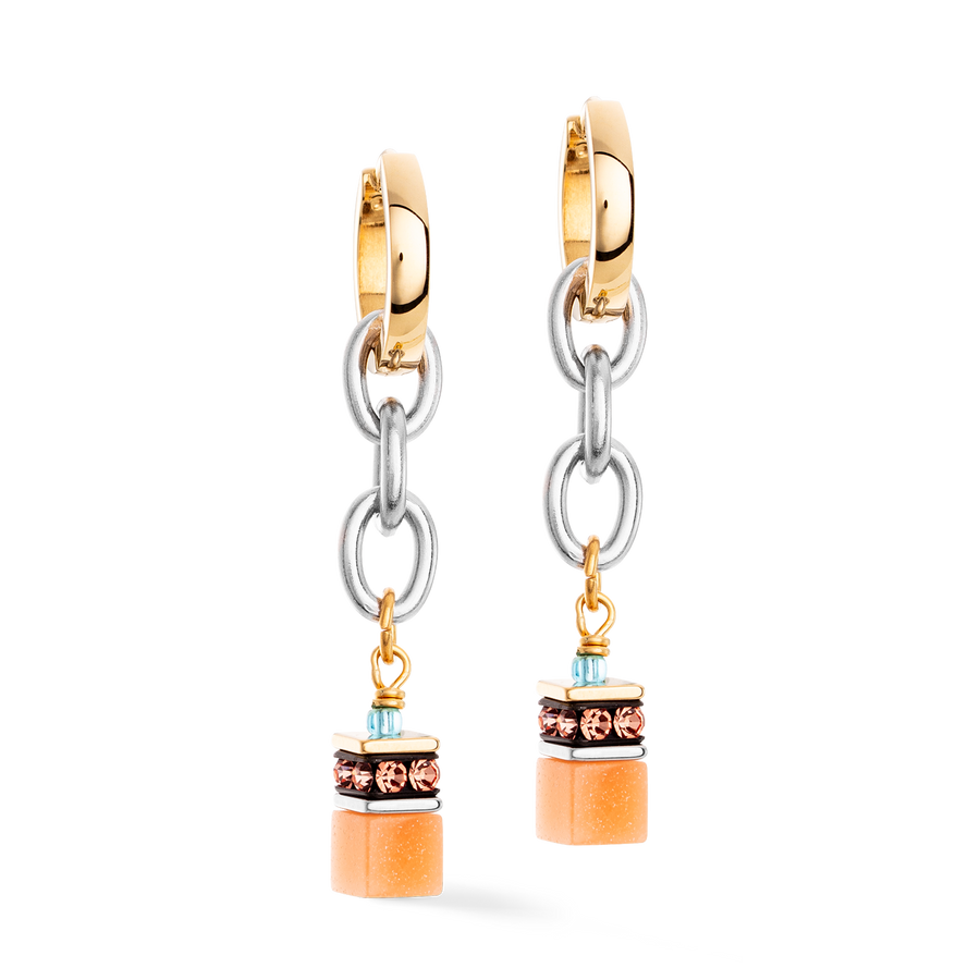 GeoCUBE® Iconic Fusion Chain hoops aqua-apricot