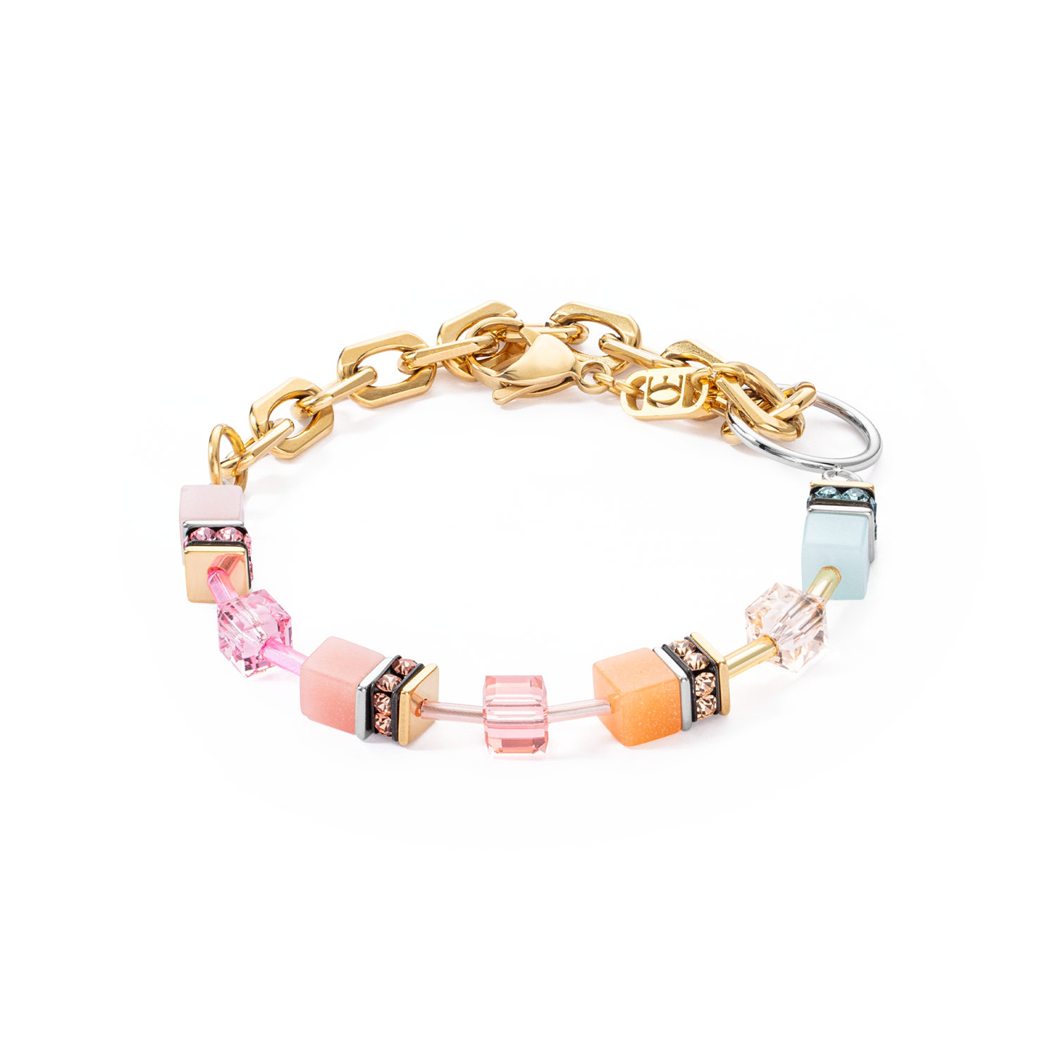 GeoCUBE® Iconic Fusion Chain bracelet aqua-apricot