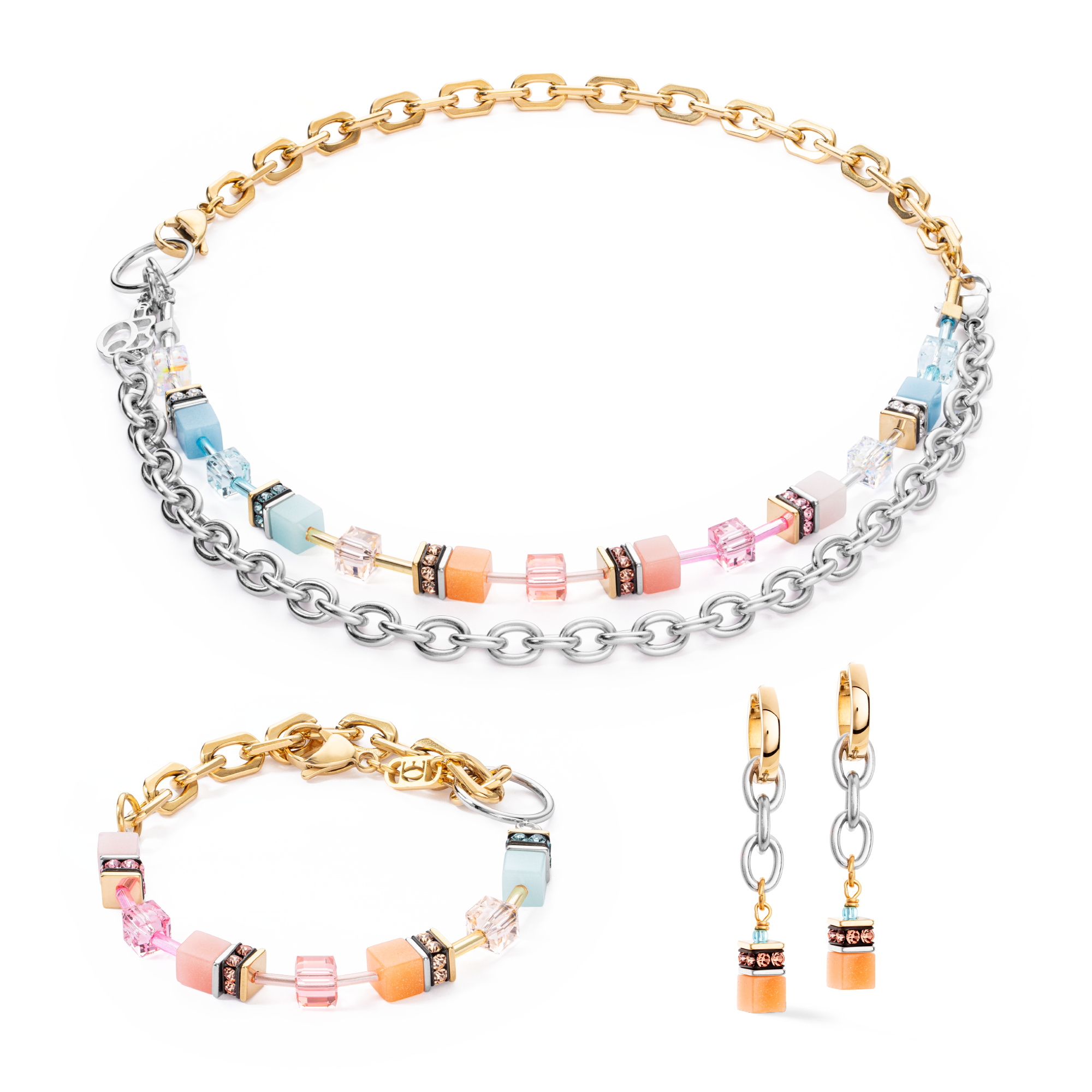 GeoCUBE® Iconic Fusion Chain bracelet aqua-apricot