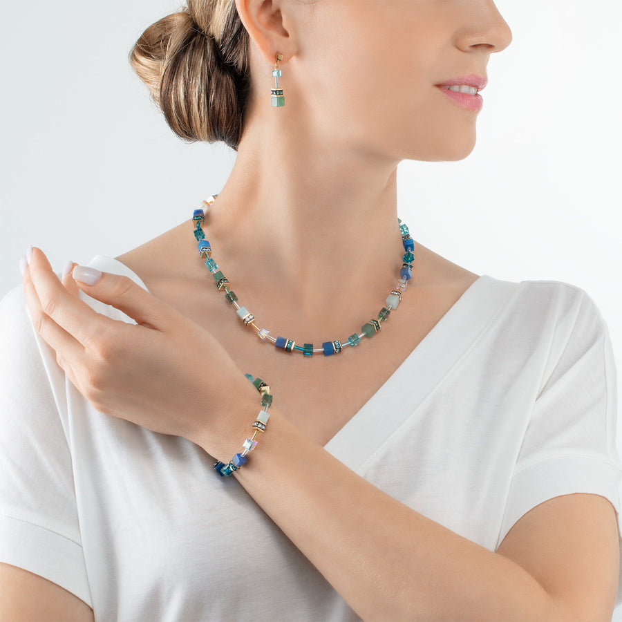 GeoCUBE® Iconic Precious necklace green-turquoise