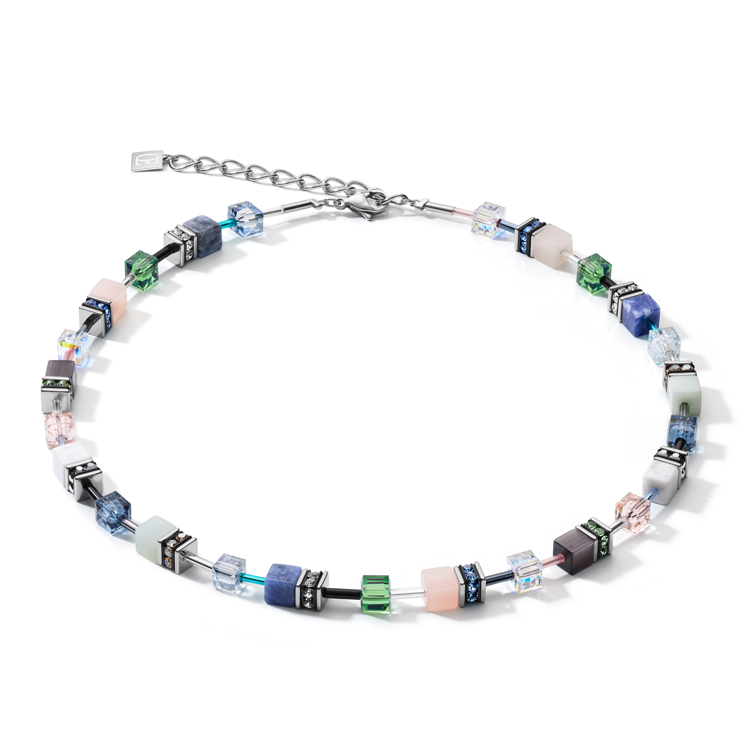 Necklace GeoCUBE® Crystals & Gemstones blue-green