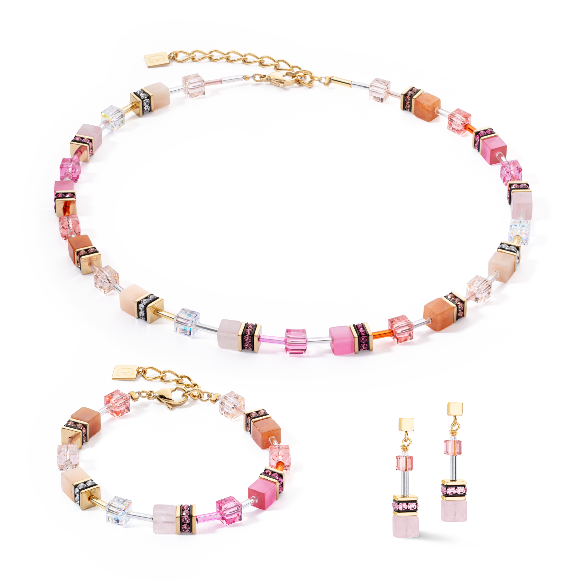 GeoCUBE® Iconic Precious necklace rose-orange