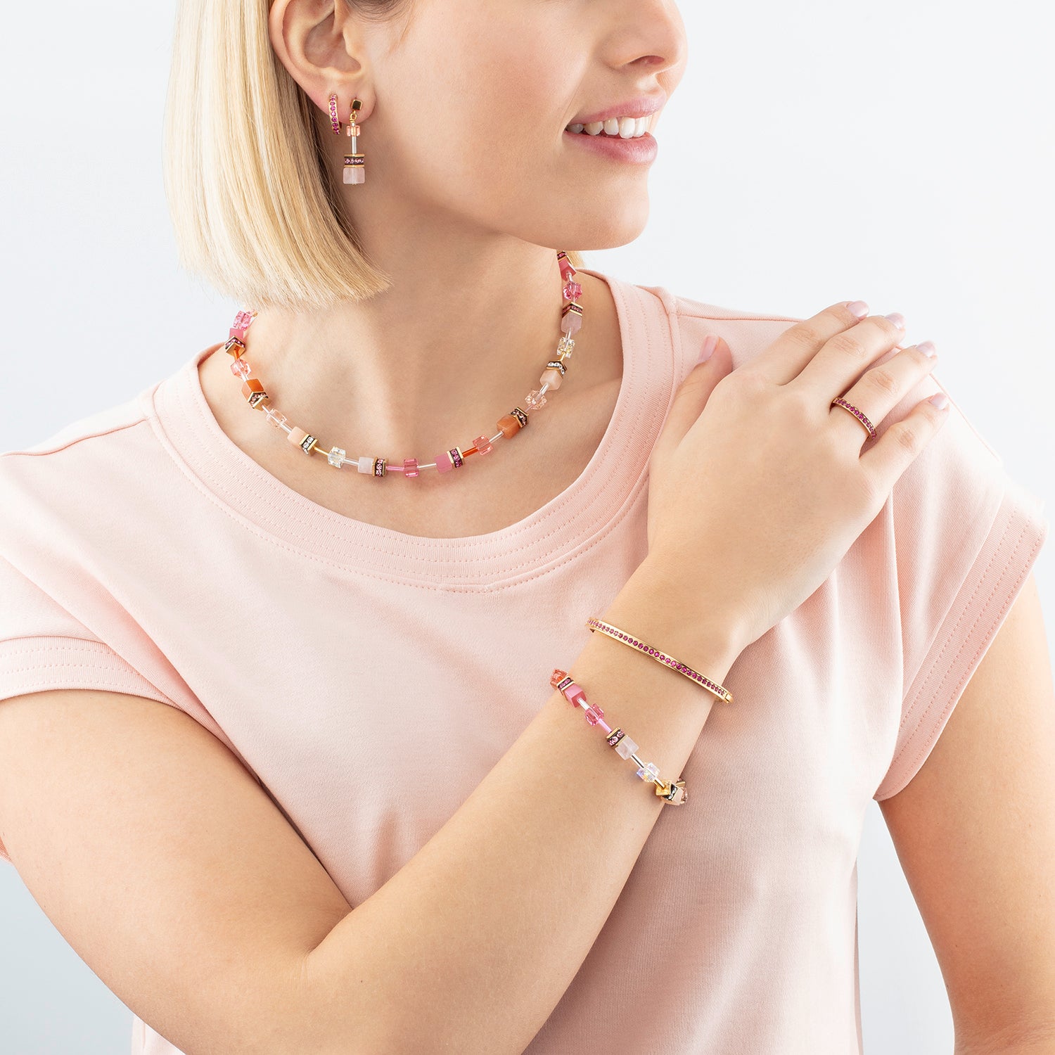 GeoCUBE® Iconic Precious necklace rose-orange