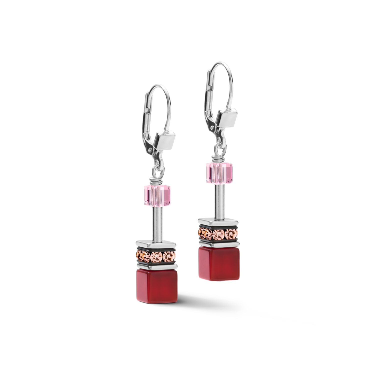 Earrings GeoCUBE® Crystals & Gemstones red-purple