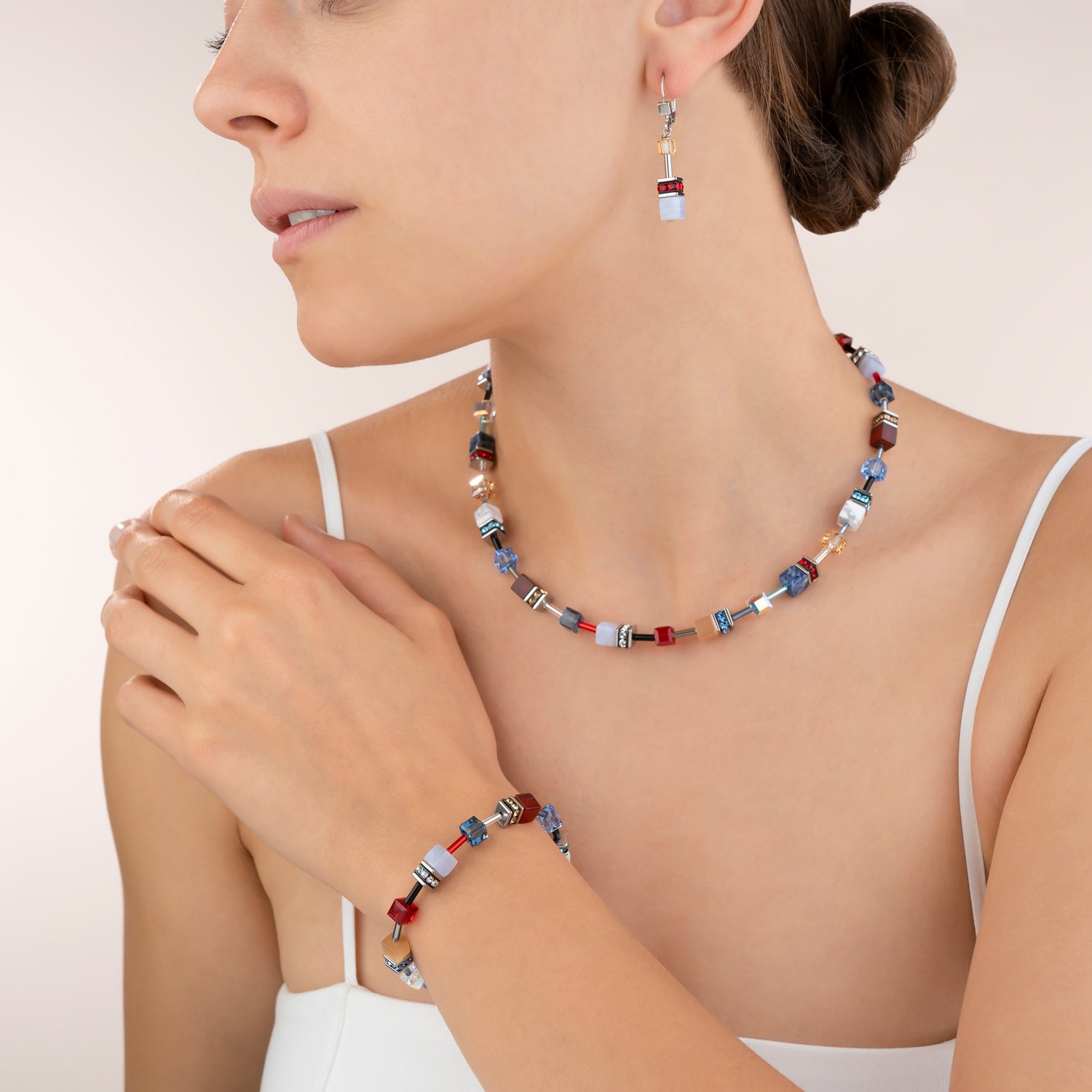 Earrings GeoCUBE® Crystals & Gemstones blue-red