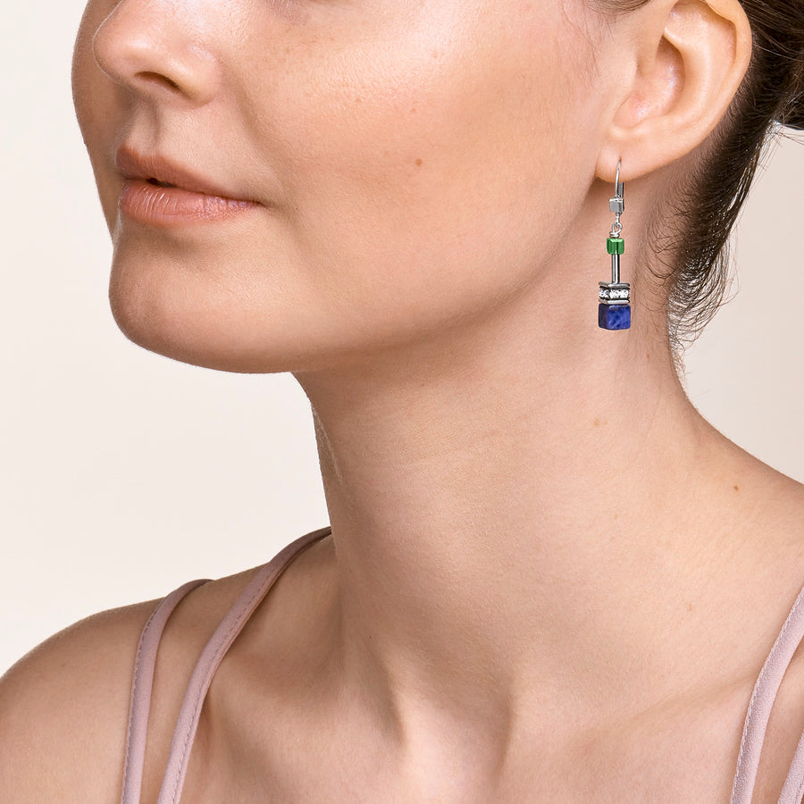Earrings GeoCUBE® Crystals & Gemstones blue-green