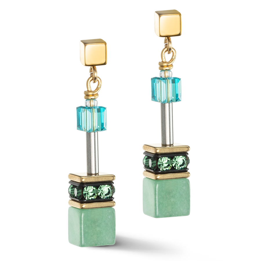 GeoCUBE® Iconic Precious earrings green-turquoise