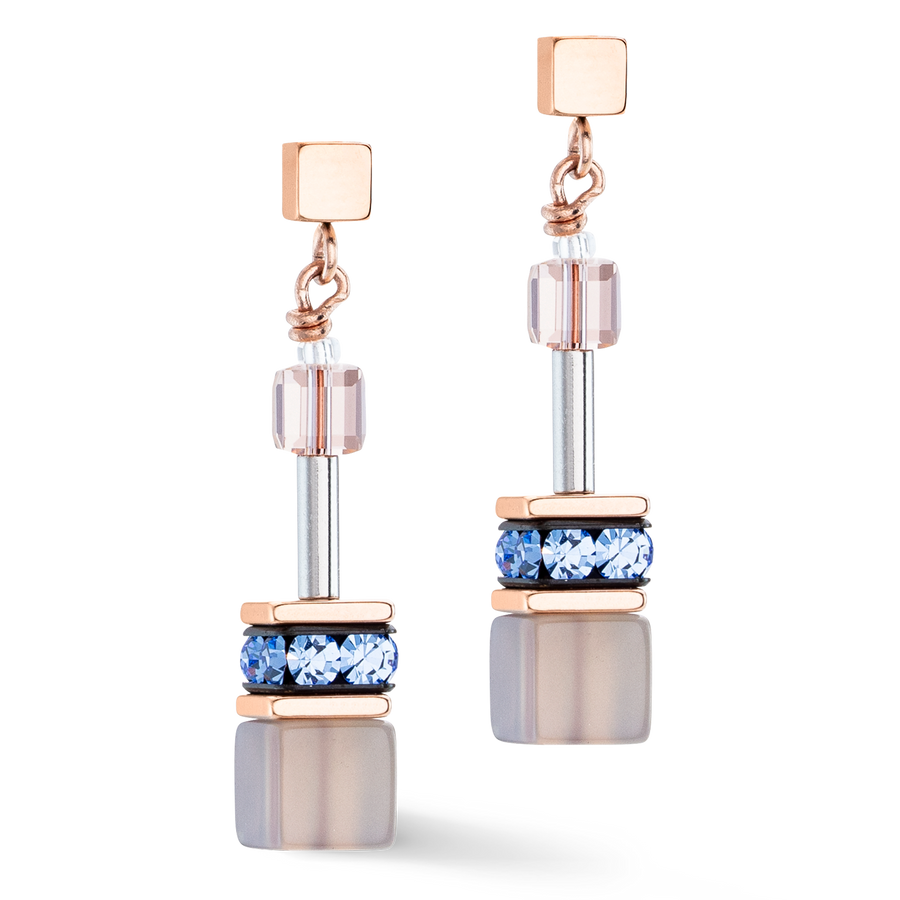 GeoCUBE® Iconic Precious earrings light blue-beige