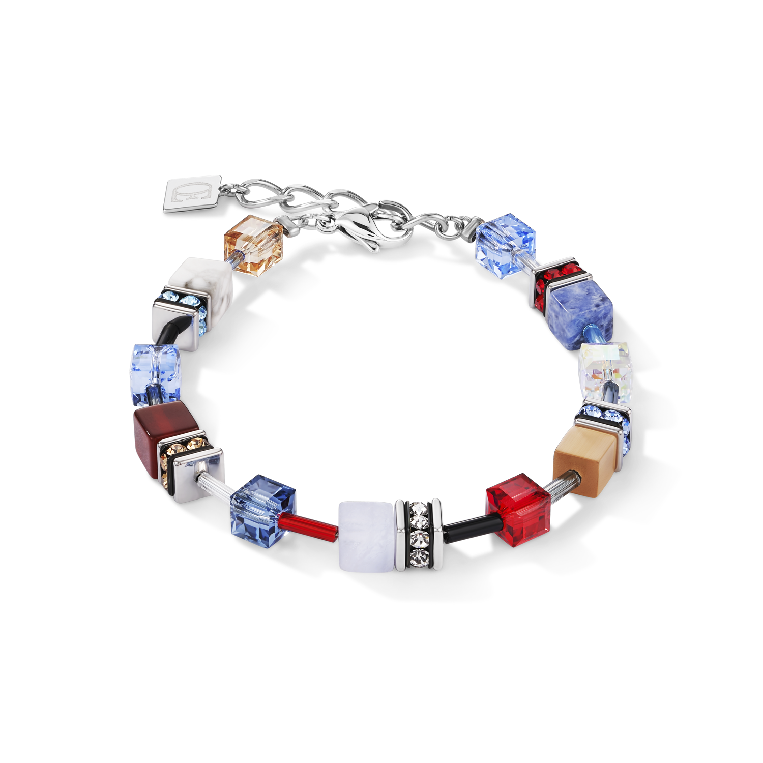Bracelet GeoCUBE® Crystals & Gemstones blue-red