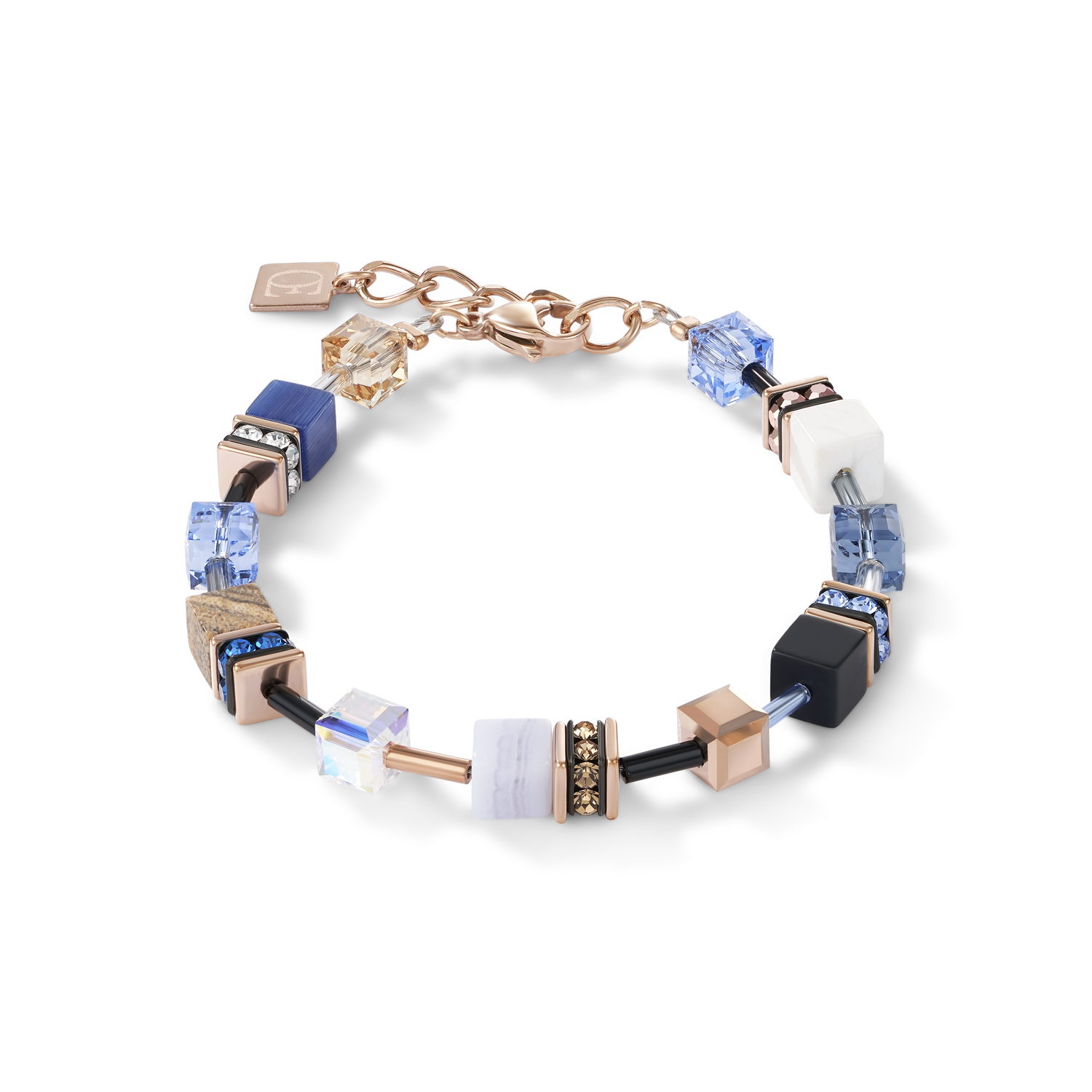 Bracelet GeoCUBE® Crystals & Gemstones blue-beige