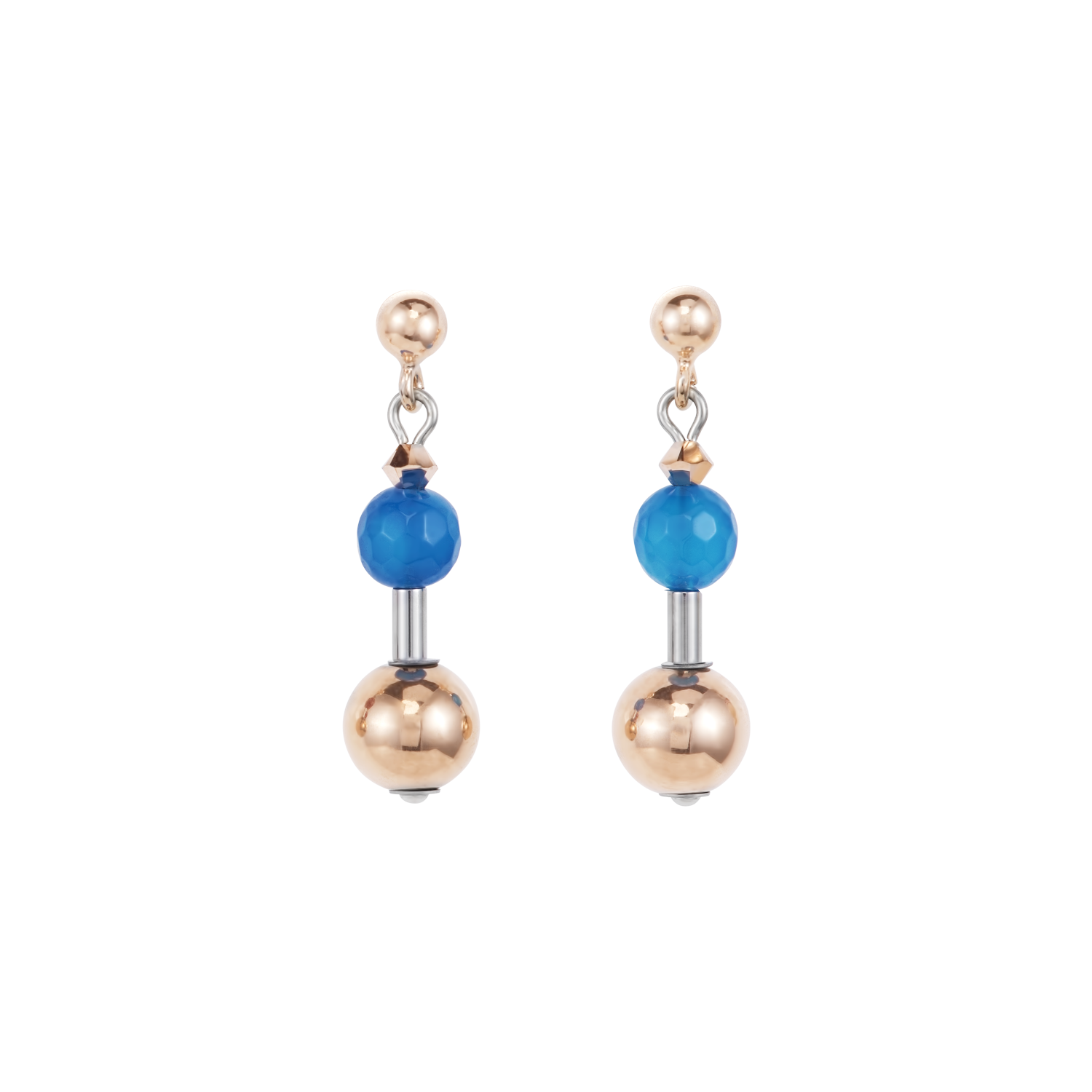 Earrings Gemstones, stainless steel rose gold & Crystals multicolour